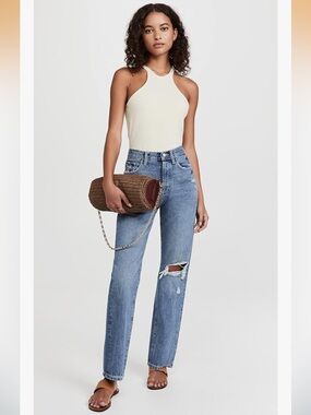 DL1961 Emilie Straight Ultra High Rise Vintage 31” Raw Hem Jeans